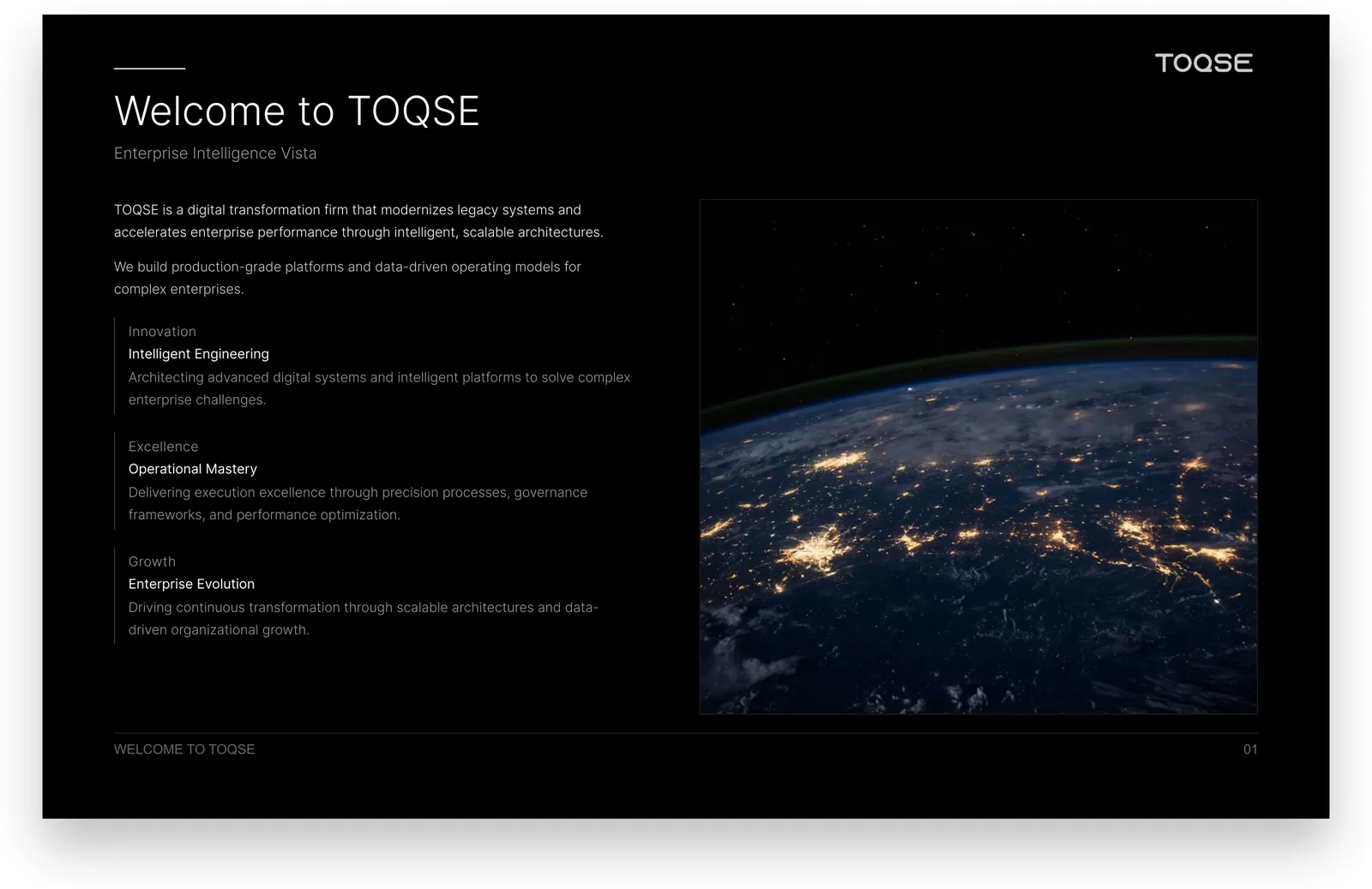Welcome to TOQSE — Enterprise Intelligence Vista
