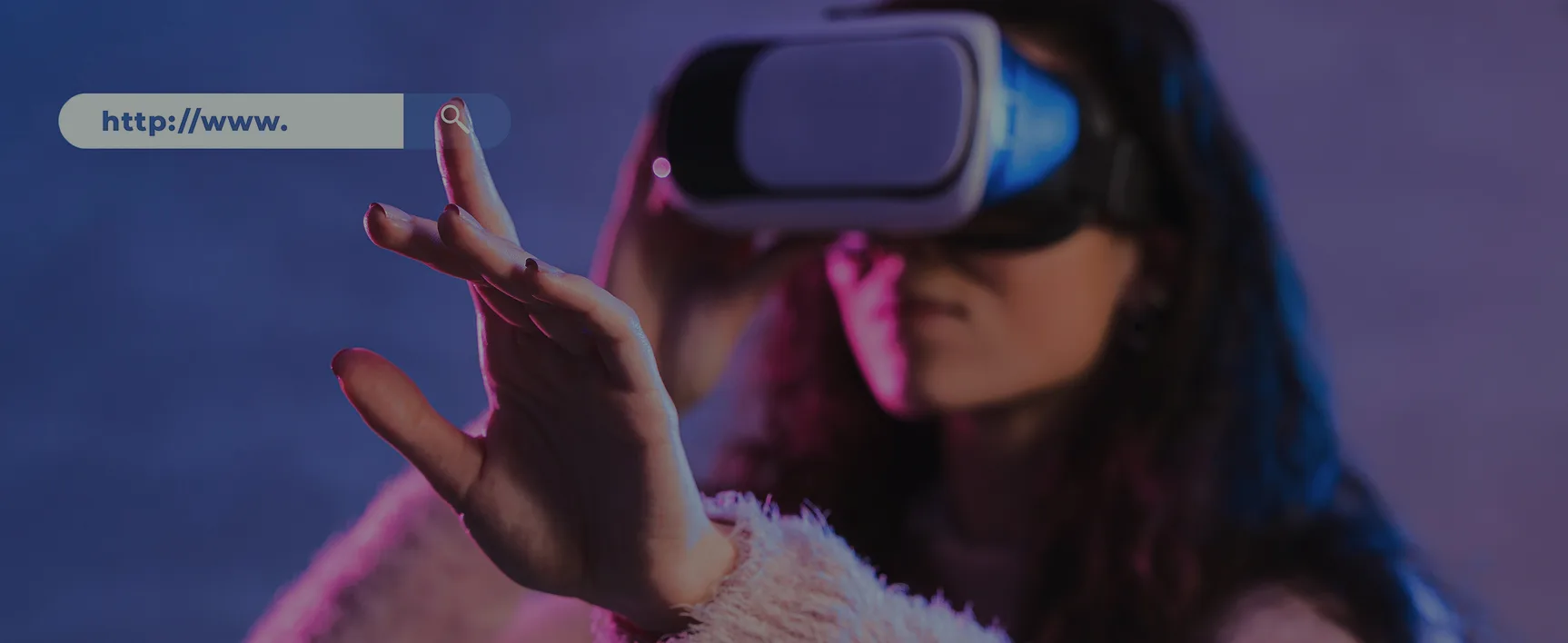 Person in VR interacting with digital search interface—UX & Digital Experience